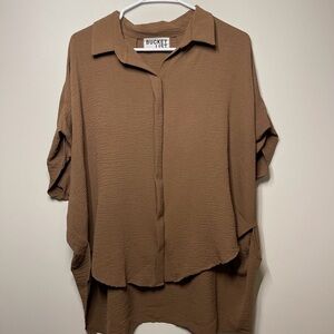 BUCKETLIST Women's Brown Button Down Shirt